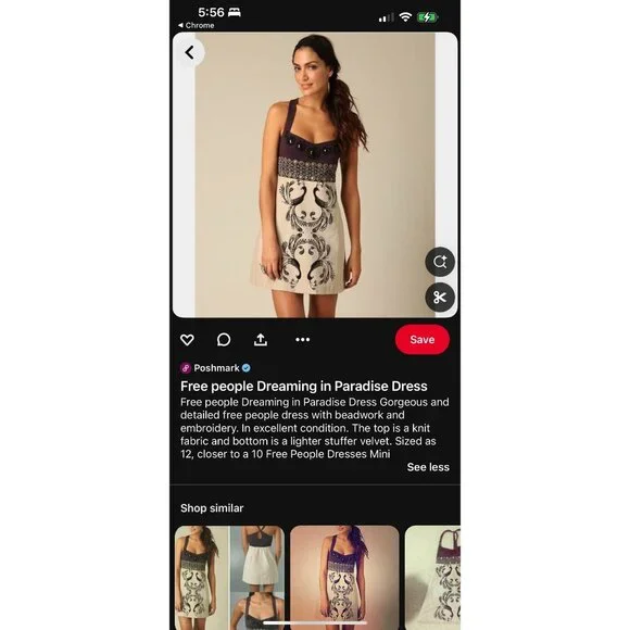 Vintage Y2K Free People Empire Waist Beaded Velvet Peacock A-Line Mini Dress - Picture 13 of 14